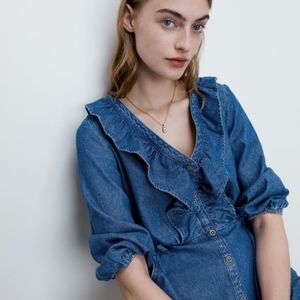 Zara Demin Frilled Dress